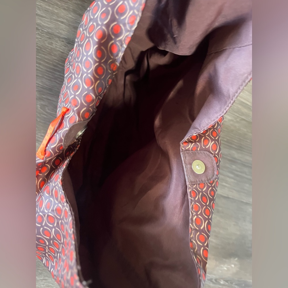 Patterned Hobo Shoulder Bag reversible brown and … - image 5